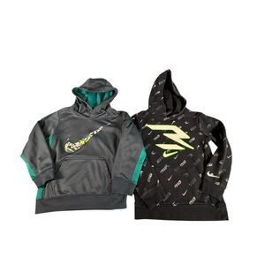 Nike Boys Hoodie Lot Size 5–6 Black Gray Therma-FIT Swoosh Pullover Sweatshirts